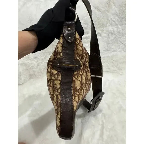 Christian Dior Vintage Oblique Crossbody Bag – Brown Canvas & Leather - Picture 4 of 10